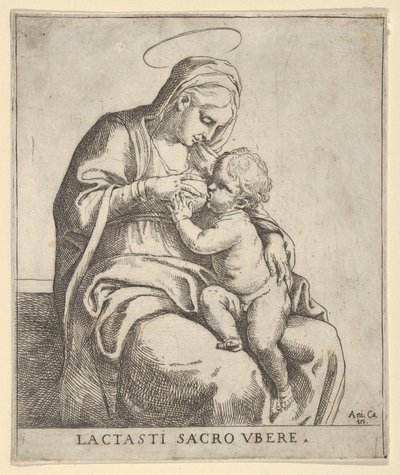 A Virgem amamentando o menino Cristo, ca. 1590-1610. de Guido Reni