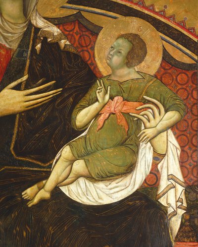 O Menino Jesus, detalhe de Majestade por Guido da Siena (ca 1230-ca 1290) Salão dos Pilares, Palazzo Pubblico (Câmara Municipal), Siena de Guido da Siena