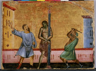 A Flagelação de Cristo (tempera na madeira) de Guido da Siena