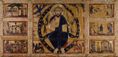 O Redentor e os símbolos dos Evangelistas, de Guido da Siena (ativo ca 1250-1300), pintando sobre madeira. de Guido da Siena