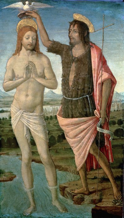 O Batismo de Cristo, 1486 (tempera no painel) de Guidoccio di Giovanno Cozzarelli