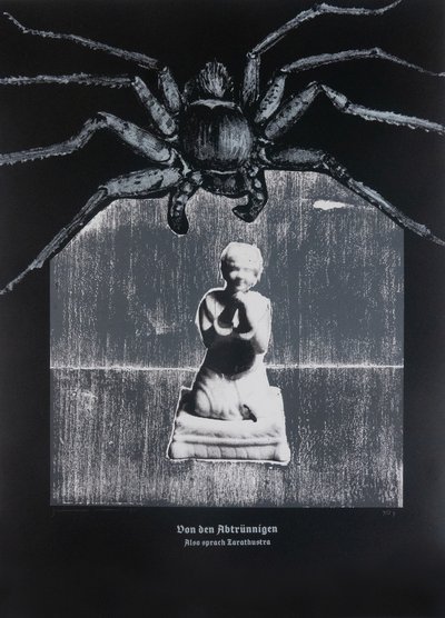 Sobre os apóstatas, Assim falou Zaratustra, 2025 (xilogravura e serigrafia) de Guilherme Pontes