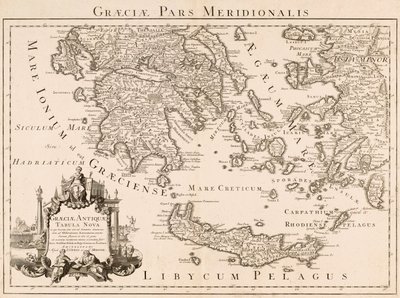 Mapa da Grécia antiga e parte da Turquia (gravura) de Guillaume (after) Delisle