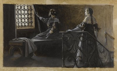Ethel e a Mulher Velada, ca. 1889 (óleo sobre tela) de Guillaume Albert Demarest
