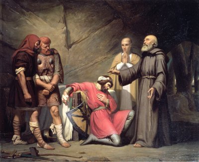 A conversão de Robert, duque da Normandia, conhecido como Robert the Devil, cena da ópera &39;Robert the Devil&39; de Giacomo Meyerbeer (1791-1864), 1840 de Guillaume Alphonse Harang Cabasson