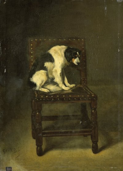 Um cão numa cadeira de Guillaume Anne van der Brugghen
