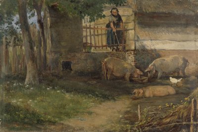 Porcos num Barnyard de Guillaume Anne van der Brugghen