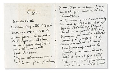 Carta de autógrafos assinada para Andre Breton, 6 de fevereiro de 1918 de Guillaume Apollinaire