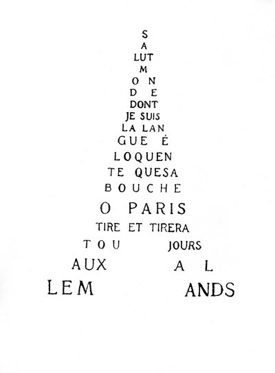 Caligrama da Torre Eiffel de Guillaume Apollinaire