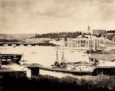 A área portuária de Constantinopla com o Estaleiro, na Turquia de Guillaume Berggren
