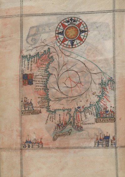 Golfo de Biscaia no atlas de Guillaume Brouscon (1540-1560) de Guillaume Brouscon
