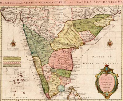 Carta do Oceano Índico, c.1722 (gravura a cores) de Guillaume Delisle