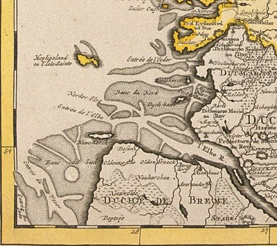 Detalhe de Heligoland a partir de um mapa da Dinamarca, 1730 de Guillaume Delisle