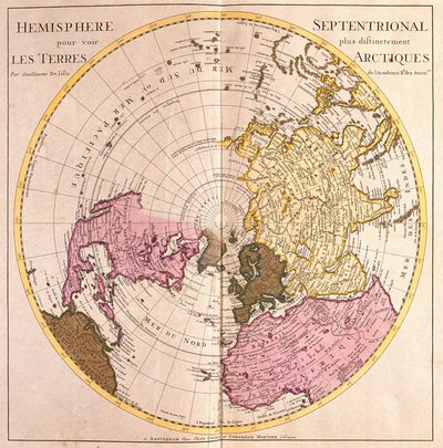 Mapa do Hemisfério Norte, Descrição da Terra Ártica (Água Forte de Guillaume Delisle