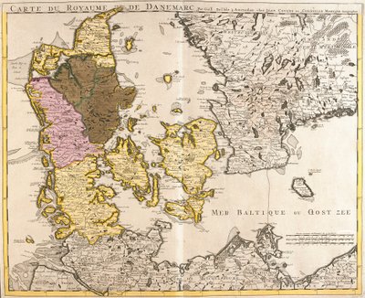 Mapa do Reino da Dinamarca (gravura de Guillaume Delisle