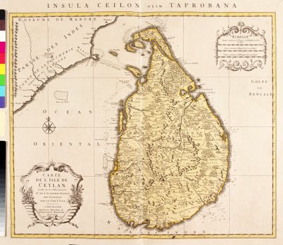 Mapa da ilha do Ceilão (Sri Lanka) (gravura de Guillaume Delisle