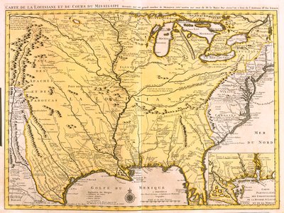 Montana, Dakota do Norte, Minnesota, Wisconsin, Michigan, Nova Iorque, Wyoming, Dakota do Sul, Nebraska, Iowa, Illinois, Indiana, Ohio, Pensilvânia, Colorado, Kansas, Missouri, Kentucky, Virgínia Ocidental, Oklahoma, Arkansas, Tennessee, Texas, Louisiana,  de Guillaume Delisle