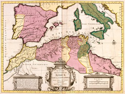 Marrocos, norte da Argélia, Tunísia, noroeste da Líbia, Espanha, Portugal, Itália (exceto o norte) de Guillaume Delisle