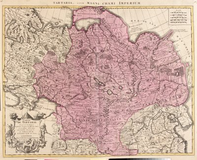 Rússia, Cazaquistão, Uzbequistão, Quirguizistão, Tajiquistão, grande parte da China (exceto o sudeste), Mongólia de Guillaume Delisle