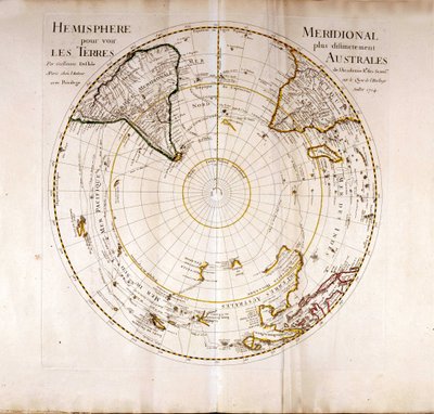 Vista do Atlas do Pólo Sul (Antártico) por Guillaume Delisle (1675-1726), geógrafo de Guillaume Delisle