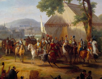 Rei Henrique IV deixando sua tenda (detalhe de Henrique IV abastecendo os parisienses) de Guillaume Frederic Ronmy