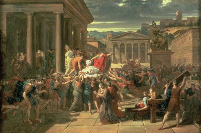 A morte de César (100-44 aC) (óleo sobre papel) de Guillaume Guillon Lethière
