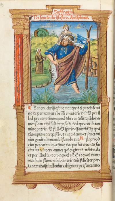 Livro de horas impresso (uso de Roma): fol. 101v, São Cristóvão de Guillaume Le Rouge