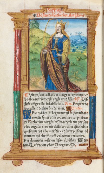 Livro de horas impresso (uso de Roma): fol. 109v, Santa Catarina de Guillaume Le Rouge