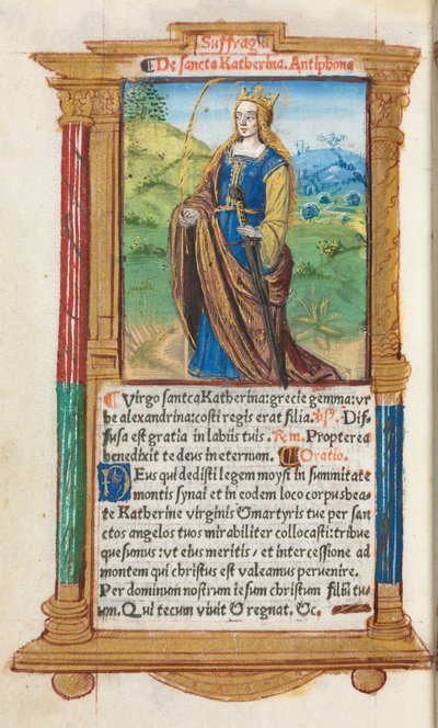 Livro de horas impresso (uso de Roma): fol. 109v, Santa Catarina de Guillaume Le Rouge