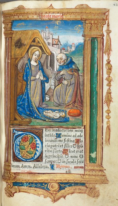 Livro de horas impresso (uso de Roma): fol. 34r, A Natividade de Guillaume Le Rouge