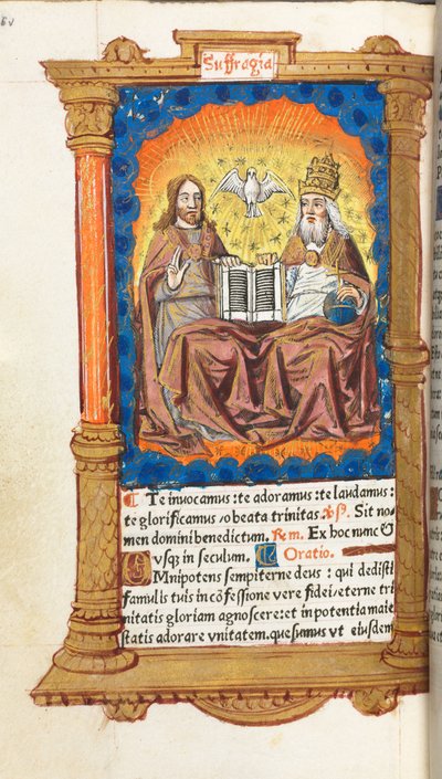 Livro de horas impresso (uso de Roma): fol. 94v, A Trindade de Guillaume Le Rouge
