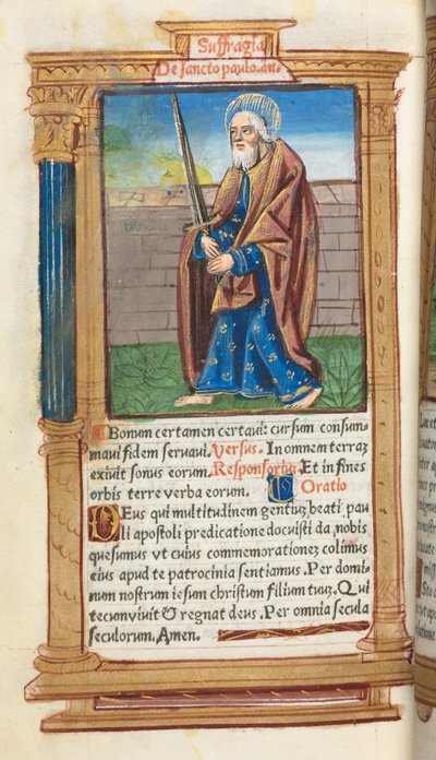 Livro de horas impresso (uso de Roma): fol. 99v, S. Paulo de Guillaume Le Rouge