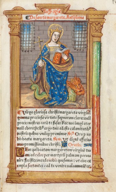 Livro das Horas Impresso Uso de Roma: fol. 110r, St. Margaret, 1510. de Guillaume Le Rouge