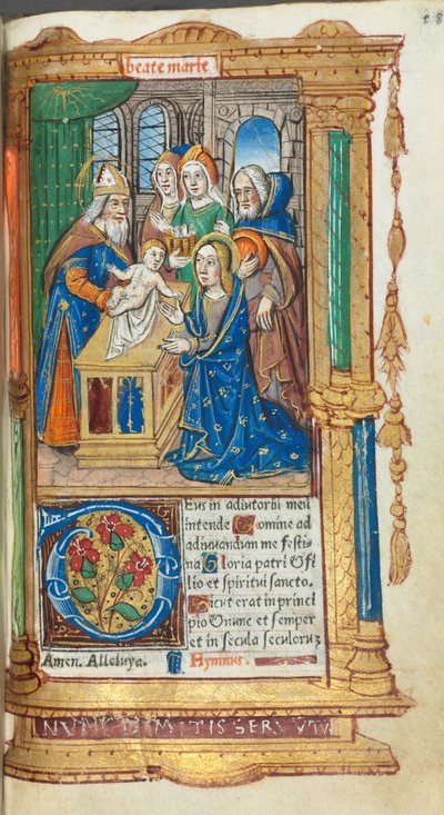 Livro das Horas Impresso Uso de Roma: fol. 40r, Apresentação no templo, 1510. de Guillaume Le Rouge