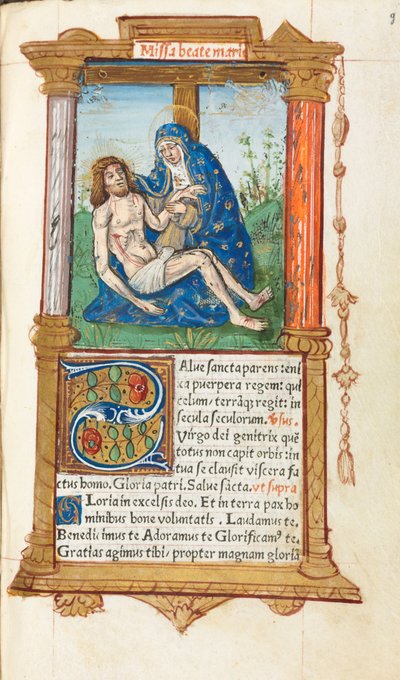Livro das Horas Impresso Uso de Roma: fol. 53r, Pieta, 1510. de Guillaume Le Rouge