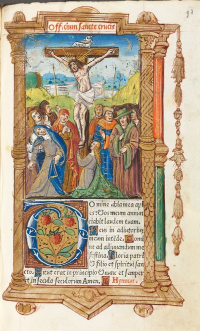 Livro das Horas Impresso Uso de Roma: fol. 55r, A Crucificação, 1510. de Guillaume Le Rouge