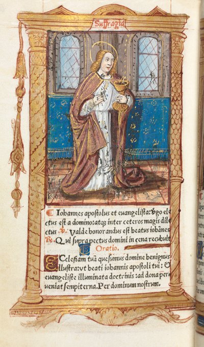 Livro das Horas Impresso Uso de Roma: fol. 98v, São João Evangelista, 1510. de Guillaume Le Rouge