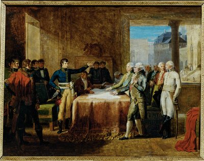 Preliminares da paz assinada em Leoben em ... (pintura sobre tela) de Guillaume Lethiere