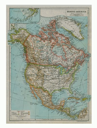 Mapa da América do Norte, c1910 de Gull Engraving Company