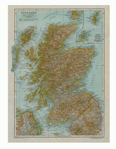 Mapa da Escócia, c1910 de Gull Engraving Company