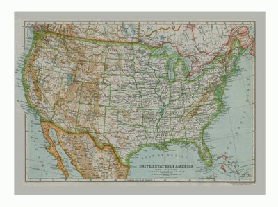 Mapa dos Estados Unidos da América, c1910 de Gull Engraving Company