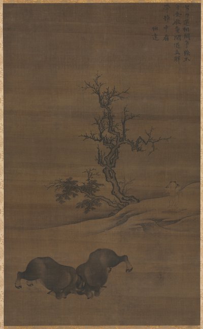 Herdboys e búfalos na paisagem de Guo Min