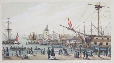 Navios de guerra dinamarqueses e chalup sueco em Toldboden em Copenhague de Gustaf Boberg