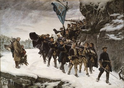Trazendo para casa o corpo do rei Carlos XII da Suécia de Gustaf Cederström