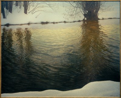 Noite de inverno na margem do rio de Gustaf Edolf Fjaestad