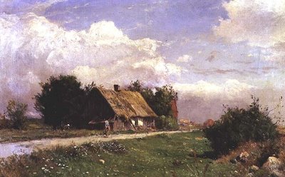 Uma paisagem arborizada com figuras de uma casa de campo de Gustaf Fredrik Rydberg