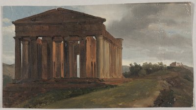 Um Templo em Agrigento, Sicília (Óleo sobre papel montado em masonita) de Gustaf Soderberg