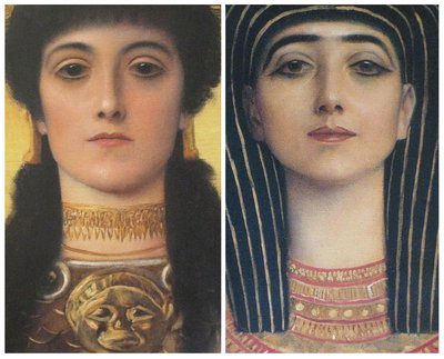 Grécia Antiga e Egito Antigo, cabeças de detalhe de Atena e Ísis de Gustav Klimt