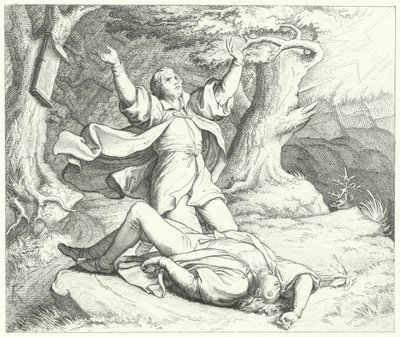 Alexis, amigo de Martin Luther, depois de ser atingido por um raio durante as suas viagens, 1505 de Gustav Ferdinand Leopold Konig