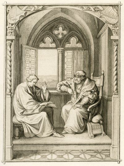 Lutero está a ler para o eleitor Johann dem Bestaendigen (Jean I de Saxe de Gustav Ferdinand Leopold Konig